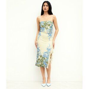 CIDER Mesh Square Neck Floral Split Maxi Dress, L / 8, NWT